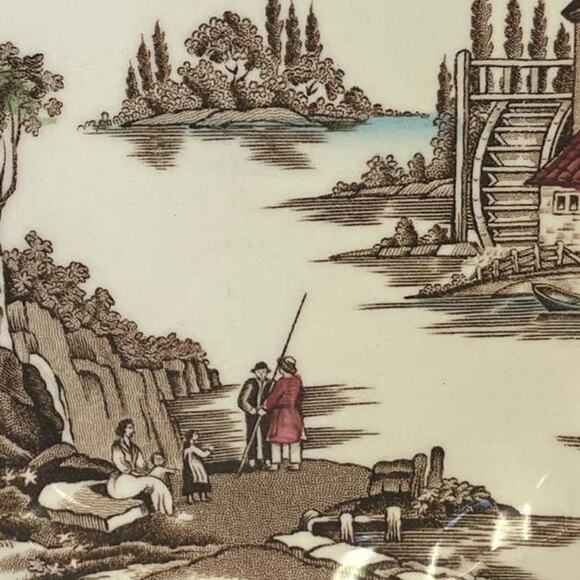 2 Vintage The Old Mill Made In England by Johnson Bros Round Bowl Square Plate - Picture 6 of 8